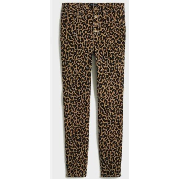 J Crew Animal Leopard Print 9" High Rise Skinny Jeans Button‎ Fly 27 28 NWOT - Picture 4 of 12